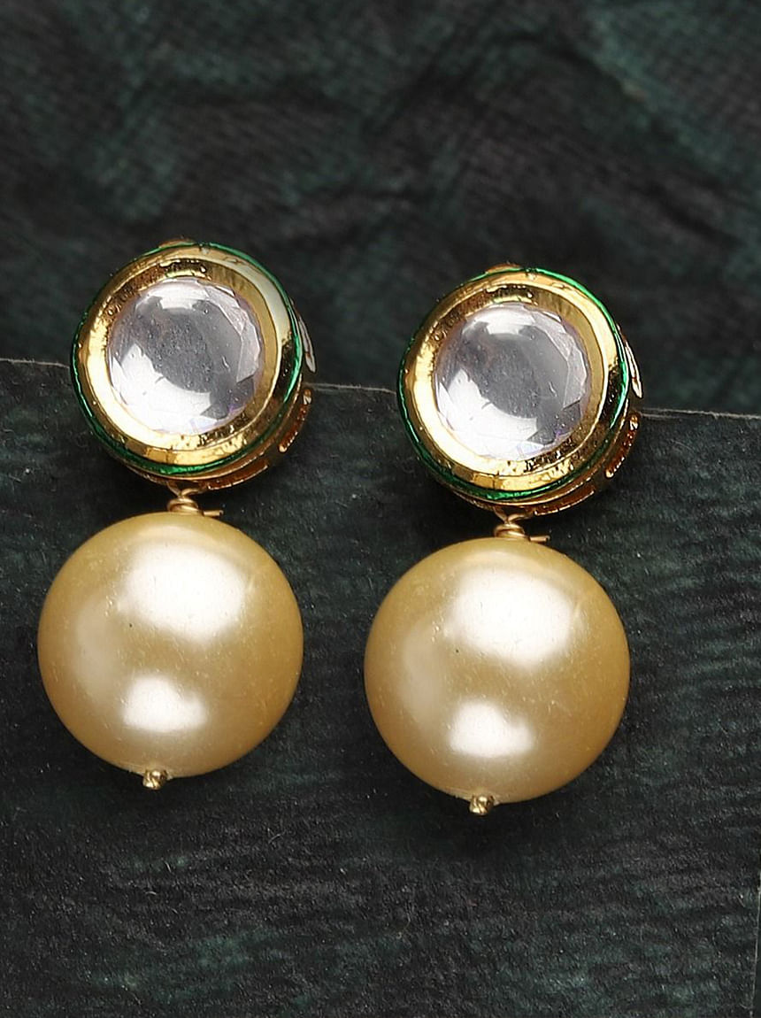Embellished Bow Pearl Earrings